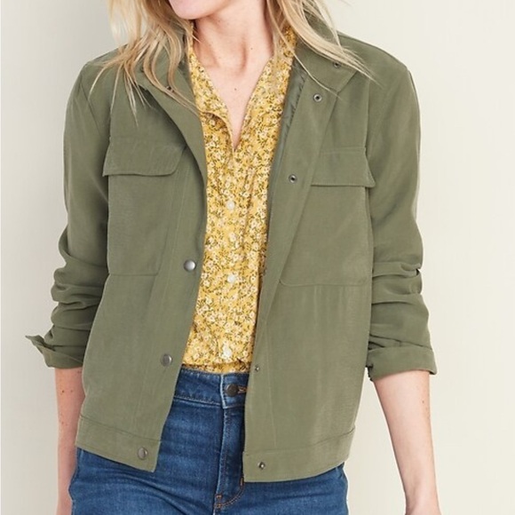 Old Navy Casual Utility Military Jacket Army Green Women's Size 2X Snap Closure. - Picture 1 of 13